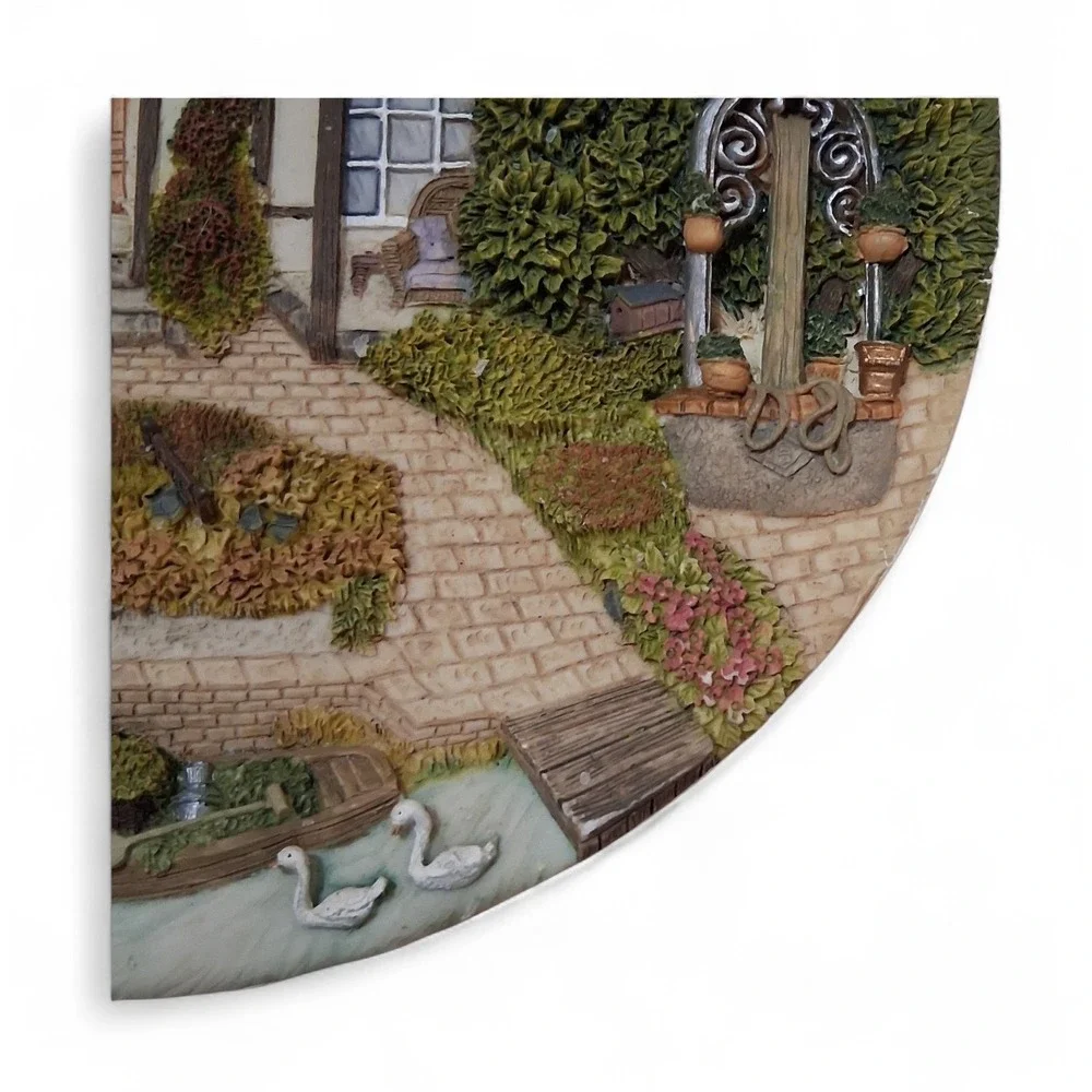 Vintage 3D Decorative Plate,‎ Sunny 1996 Swiss Cottage Farm Country House
